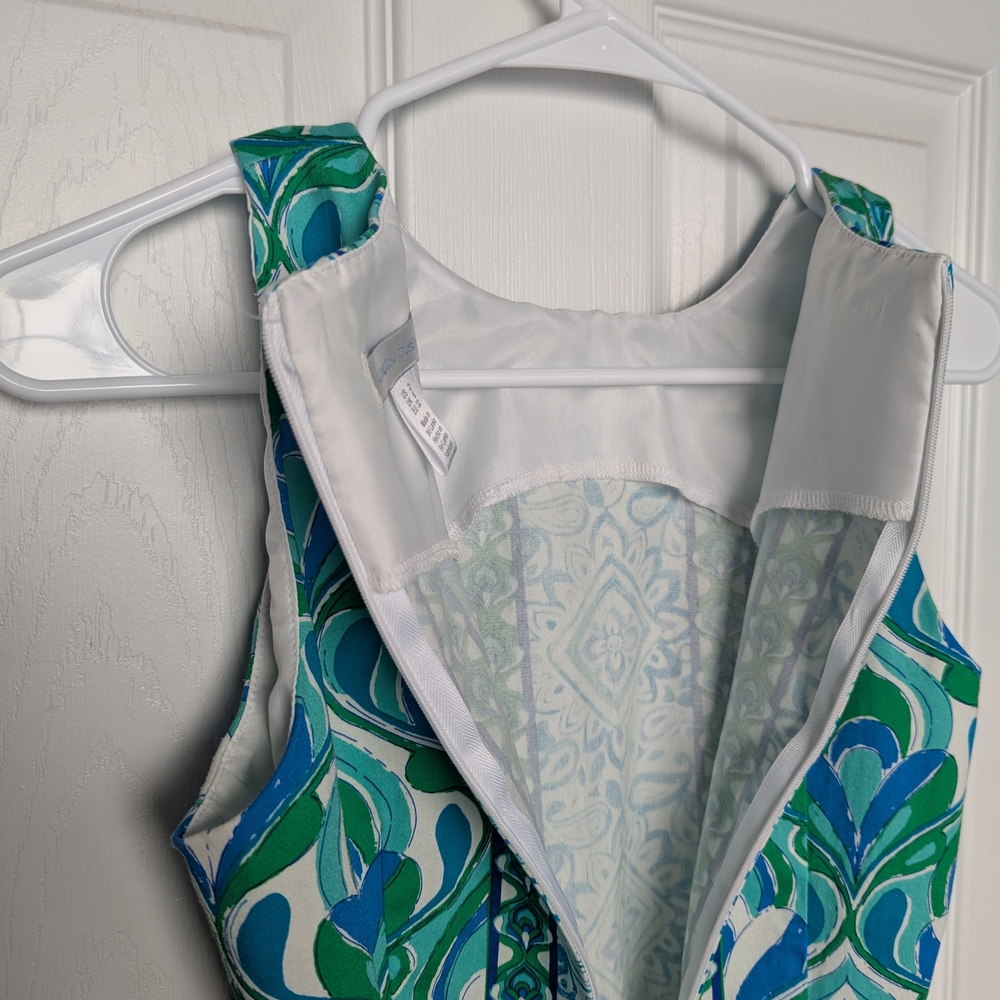London Times Blue and Green Dress - Picture 5 of 6